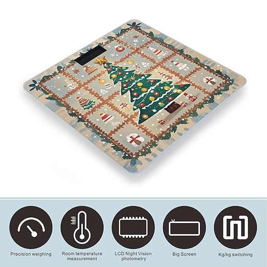 Christmas Tree Mat Smart Scale for Body Weight Accurate Bathroom Scale with LED Display Digital Weight Scales Weighing Machine High Precision Scales for Bath Home