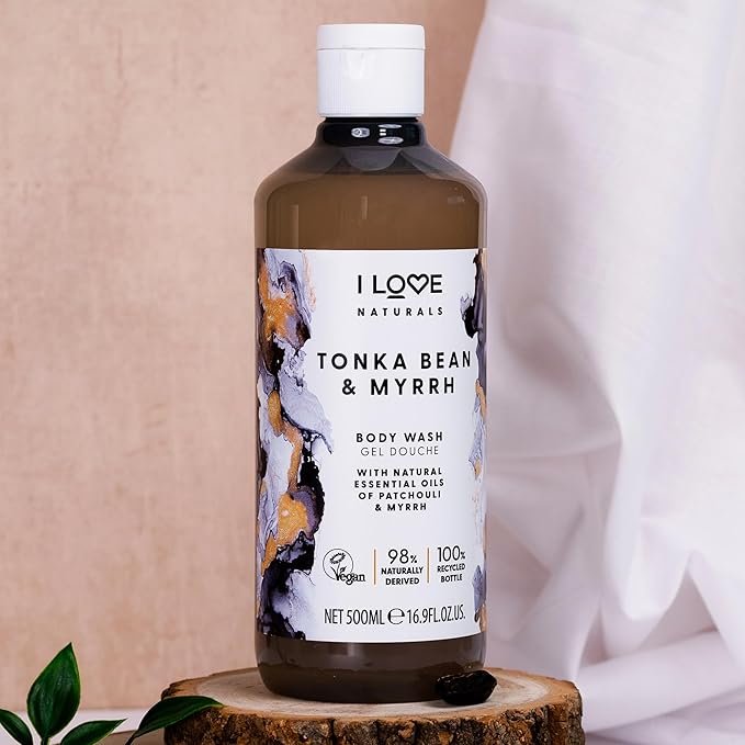 I Love Cosmetics Tonka Bean and Myrrh Body Wash - Infused with Essential Oils - Plant-Based Body Soap Cleanser - Nourishes Skin - 3 pc