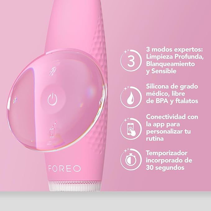 FOREO ISSA 4 Electric Toothbrush – 4-in-1 Rechargeable with Extra Brush Head Soft Bristles Long-Lasting Use Gentle Cleaning - Pearl Pink