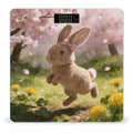 Cherry Blossoms Dance with The Spring Rabbit Smart Scale for Body Weight Digital Bathroom Scale Toughened Glass Weight Scale with Large LCD Backlight Display High Precision Scales Weighing Machine