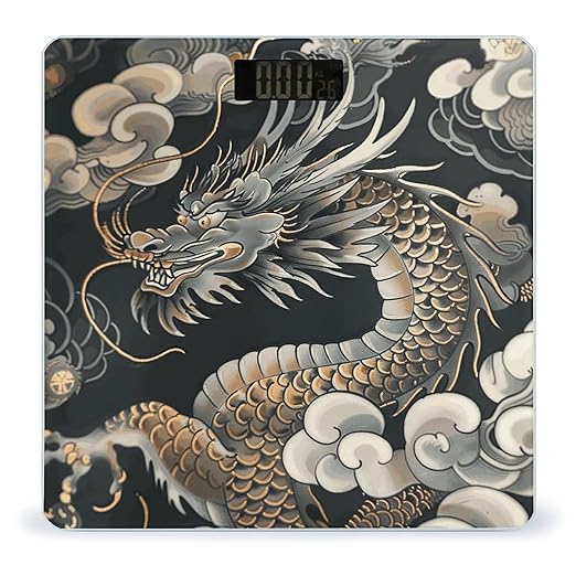 Black Oriental Dragon Scale for Body Weight Smart Scales Digital Bathroom Scale High Precision Weighing Scales with Large Display Weighing Machine for People