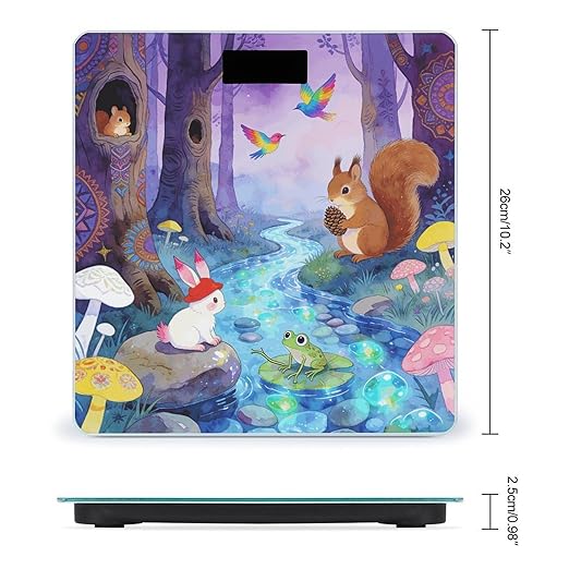 Fairy Tale Forest Smart Scale for Body Weight Digital Bathroom Scale Toughened Glass Weight Scale with Large LCD Backlight Display High Precision Scales Weighing Machine