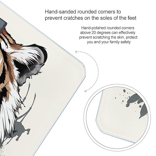 Black and White Doodle Tiger Digital Bathroom Scale for Body Weight Weighing Scale with Backlit LCD Display High Precision Measurements &amp Measures Weight Up to 180kg
