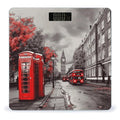 Red London Street Bathroom Scale for Body Weight Bathroom Weighing Scale with Backlit LCD Display Highly Accurate Measures Weight Up to 180kg