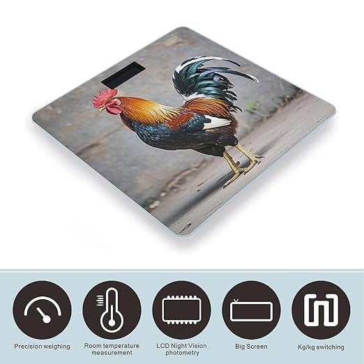 Rooster Bathroom Scale for Body Weight with High Precision Large LCD Backlight Display Digital Weighing Scale with BMI Capacity Up to 180kg