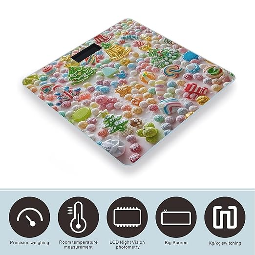 Colorful Candy Scale for Body Weight Highly Accurate Digital Bathroom Body Scale Digital Bathroom Scales for People Anti-Slip Large LCD Display Smart Scales