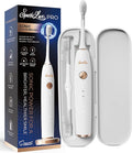 Sparklux Pro Ultrasonic Toothbrush - Rechargeable Wireless Electric Toothbrush for Adults with Replacement Heads Travel Case Cordless Design White with Rose-Gold Trim
