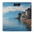 Lake Geneva Switzerland Bathroom Scale for Body Weight Bathroom Weighing Scale with Backlit LCD Display Highly Accurate Measures Weight Up to 180kg