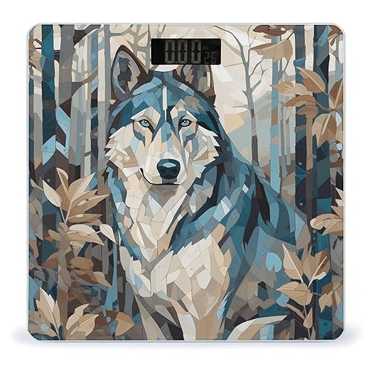 Hand Drawn Dog Pattern Scale for Body Weight Precision Bathroom Weighing Scales with Back Lit LCD Display Sturdy Tempered Glass Body Weight Scales Digital Bathroom Scale 400lb