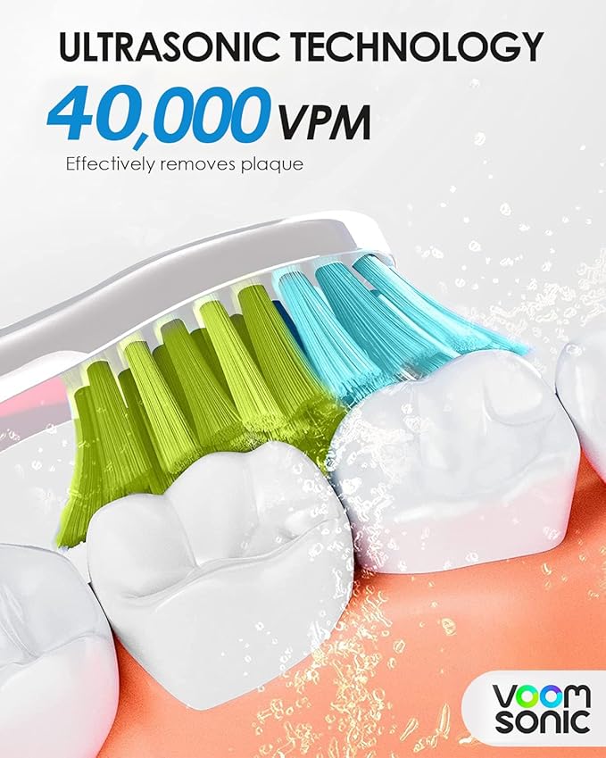 Voom Sonic Pro 7 Series Rechargeable Electronic Toothbrush Advanced Oral Care Technology 2-Minute Timer w/Quadrant Pacing 5 Adjustable Speeds Magnetic Levitation 100% Waterproof Black (VM-20946)