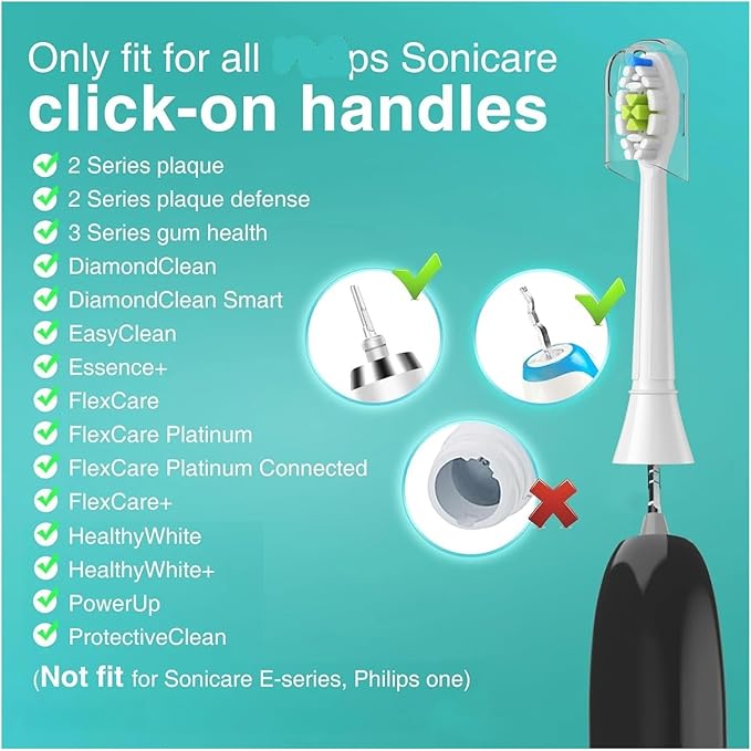 Compatible for 4/8pcs Replacement Toothbrush Heads Compatible with Philips Sonicare Soft Electric Brush Head 4100 6500 6100 7500 5(12pcs White)