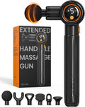 NAPRE Massage Gun with Extension Handle &amp 3 Adjustable AnglesDeep Tissue Back Massage for Neck/Shoulders/Waist/Legs/Body Pain ReliefHandheld Percussion Muscle Massager6 Heads &amp SilentBlack