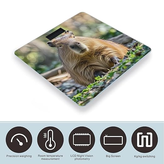 Digital Bathroom Scale for Body Weight Scale with Bright LCD Display High Accuracy Step-On Technology Auto On/Off Capybara with Eyes Closed Digital Scales 400 Lbs /180kg