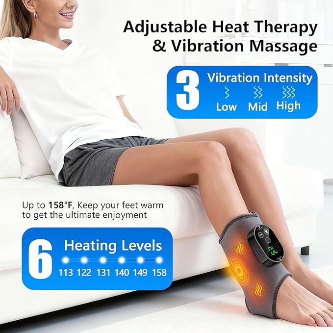 Version 3-in-1 Foot Massager with Super Long Battery Life USB Charging Port Black 3 Vibration Modes 6-Speed Temperature Control Circulation and Pain Relief for Foot Relaxation (Grey 2Pack)