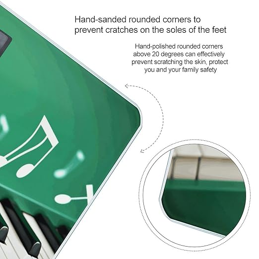 Green and White Piano Keys Weight ScaleClear LED Display Bathroom Digital Weighing ScaleTempered Glass Digital Bathroom Scale for Body Weight Capacity Up to 400 Lbs