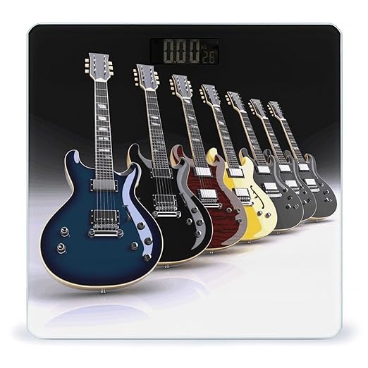 Electric Guitar Bathroom Scale for Body Weight 400 Lb Weight Scale with High Precision Sensors Tempered Glass Highly Accurate Digital Weighing Machine for People