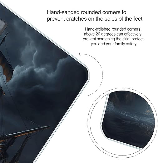 Pirate Sailboat Full MoonScale for Body Weight with LCD High Precision Weighing Scales Fashion Sturdy Tempered Glass Weight Scales Easy-to-Read Digital Bathroom Scale for Daily 400lb
