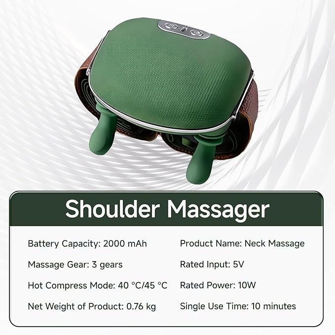 Neck Massager Electric Neck and Back Massager with Heat Simulated Human Hand Design Shoulder Neck Massage for Pain Relief and deep Tissue Shiatsu Massage 4D Kneading Gifts for Men Women