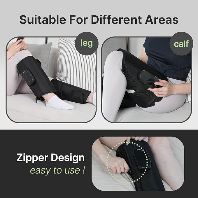 HuBDIC HubiCare Calf and Thigh Massager Leg Massager for Circulation and Pain Relief Calf Air Compression Massage with Heat Compression with 4 Modes 3 Intensities (Single)