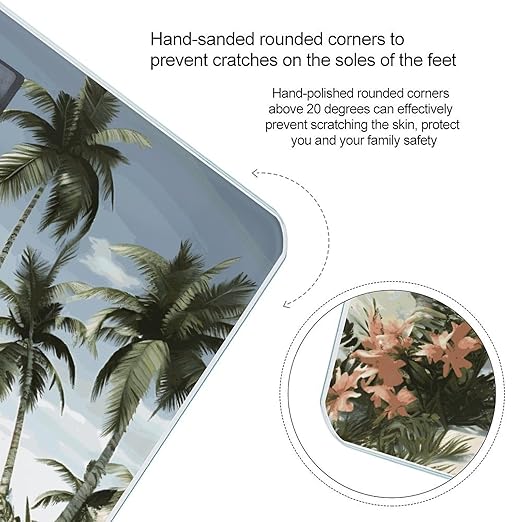 Tropical Palm Trees Weight Scale Large Bathroom Scales Digital Weight with Bright LED Display Non Slip Automatic Weighing Scale Fashion Weighing Machine for Body