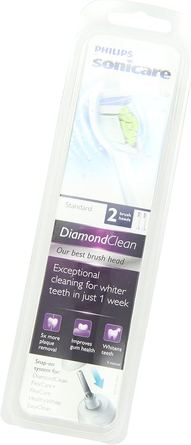 Philips Sonicare Genuine DiamondClean replacement toothbrush heads HX6062/64 White 2-pk