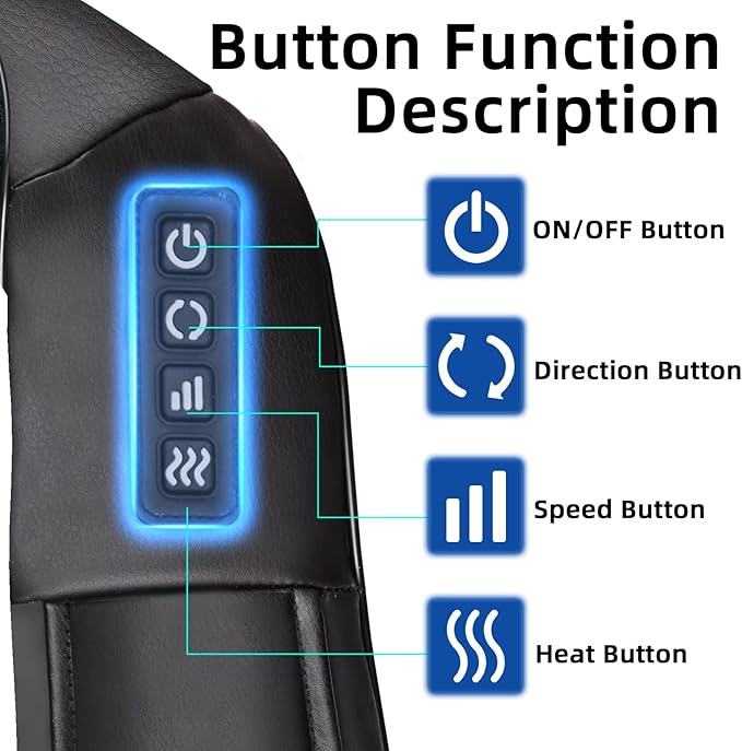 Joyset Shiatsu Neck and Back Massager with HeatElectric Shoulder Massager3D Kneading Massage with Cloth Cover Easy to Clean Best Gift for Men Women Parents (Black1+Handbag)