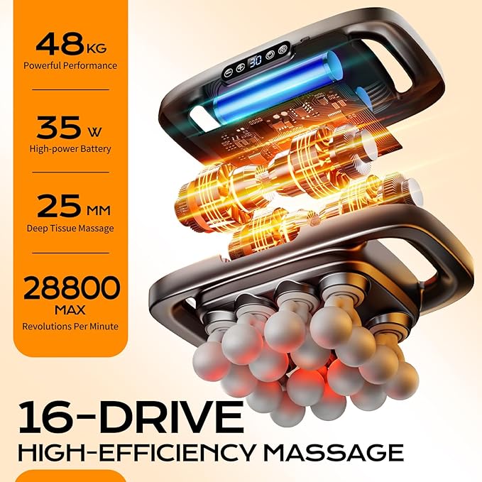 Massager.16 deep Tissue Massage Heads 30 Speed Settings.Effectively relieves ShoulderNeck and Back PainSuitable for Families and sedentary Office Workers. Suitable Mother's Day Gift.