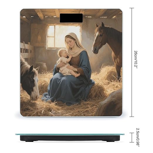 Virgin Mother Mary Weight Scale Large Digital Bathroom Scales with Bright LED Display Non Slip Digital Scale and Step On Fashion Weighing Machine for Body