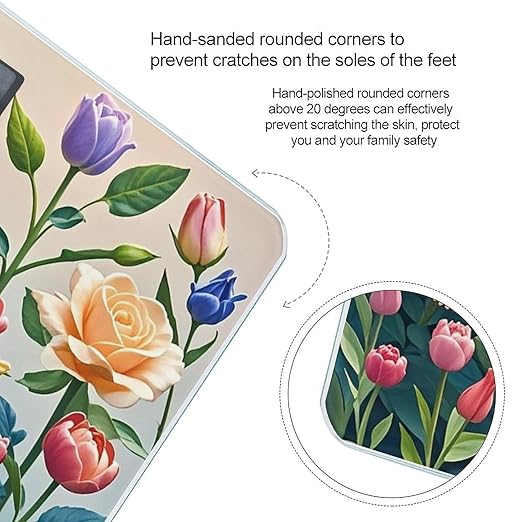 Garden Flowers Scale for Body Weight Highly Accurate Digital Bathroom Body Scale Digital Bathroom Scales for People Anti-Slip Large LCD Display Smart Scales