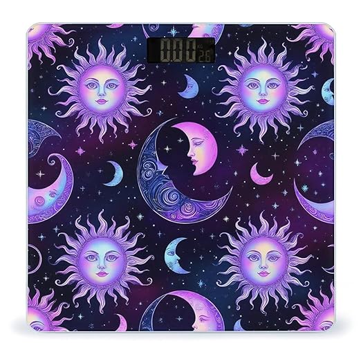 Men's Fashion Automatic Switch Digital Bathroom Weighing Scale Smart Scale Trippy Sun Moon Stars