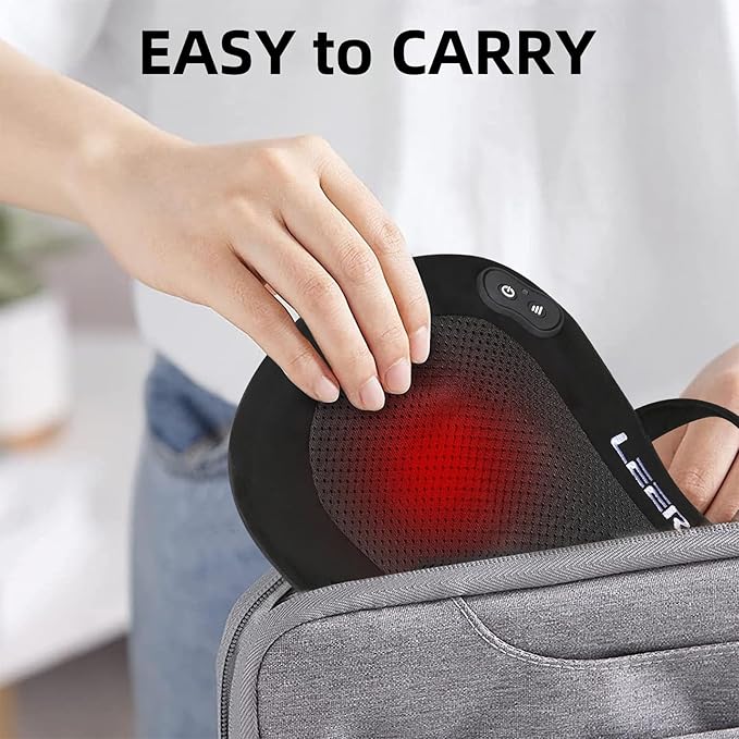 Shiatsu Back Massager for Pain Relief Deep Tissue with Heat Cordless Portable Back and Neck Massager 3D Kneading Lower Back Electric Massage Pillow for Holiday Gifts for Men Women