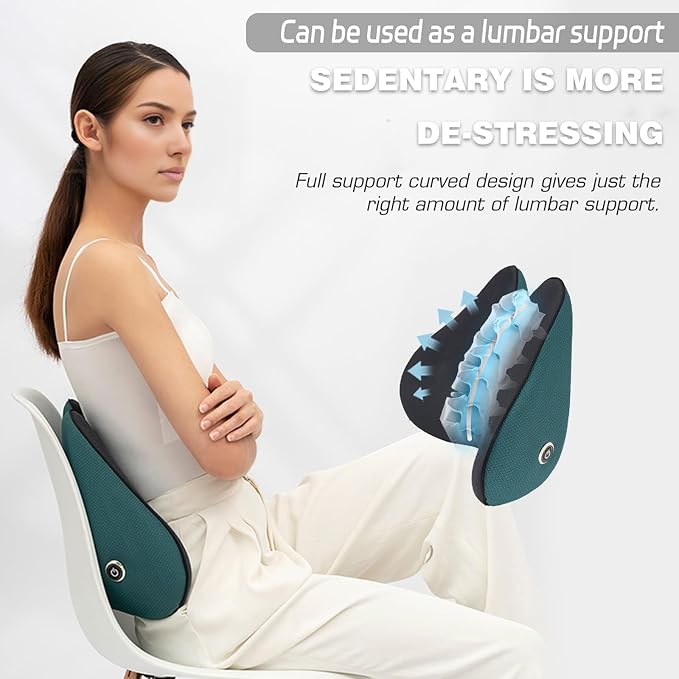 Papillon Waist and Neck Massager Relieve Back Abdomen Leg Muscle Pain with Heating Deep Tissue Kneading Cordless Electric Massage Pillow Use on Office Seat Car Gaming Chair Sofa Bed