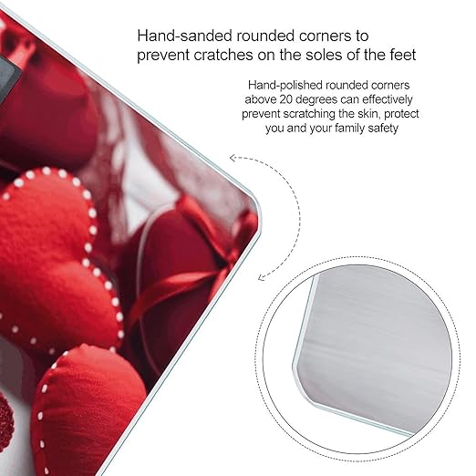Handmade Red Hearts Bathroom Scale for Body Weight 400 Lb Weight Scale with High Precision Sensors Tempered Glass Highly Accurate Digital Weighing Machine for People