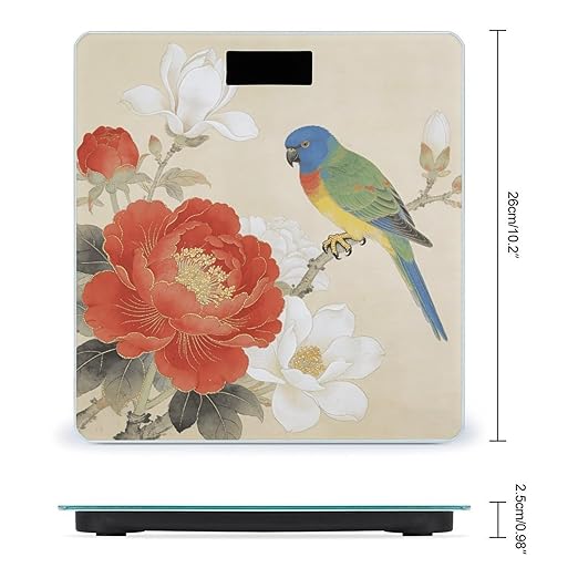 Floral Birds Smart Scale for Body Weight Digital Bathroom Scale Toughened Glass Weight Scale with Large LCD Backlight Display High Precision Scales Weighing Machine
