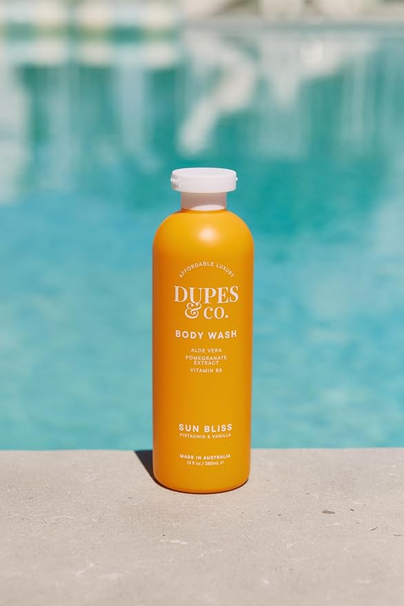 Dupes &amp Co. Sun Bliss Body Wash 13 fl oz Nourishing Aloe Vera Pomegranate Extract &amp Vitamin B5 – Cleanses &amp Hydrates – Creamy Pistachio Almond Sweet Jasmine &amp Sandalwood Scent – Mad
