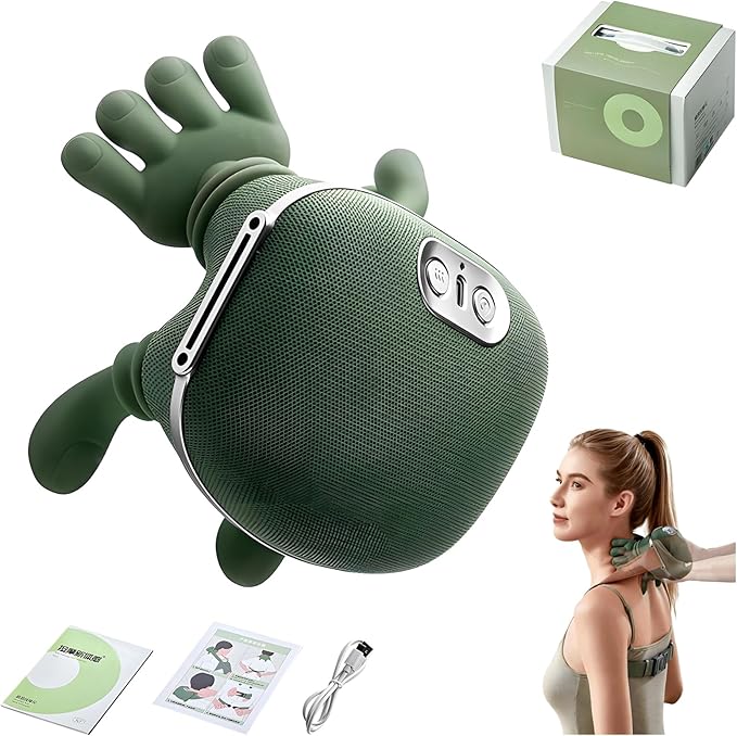 Neck Massager with Heat Shiatsu Neck and Back Massager with 4D Kneading Heated Massager Wireless Deep Tissue Massage for Shoulder and Cervical Pain Relief Muscle Relax (Green)