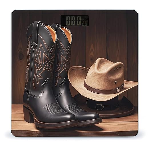 Cowboy Black Hat Western Boots Scale for Body Weight Accurate Digital Bathroom Scale Toughened Glass High Precision Scales Smart Weight Scales with Large LCD Backlight Display Weighing Machine