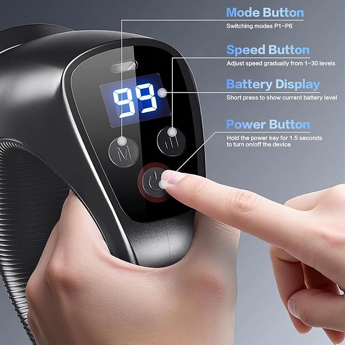 3D Rotating Massage Gun Cordless Deep Tissue Body Massager with 30 Speeds &amp 6 Modes for Muscle Recovery &amp Body Sculpting Handheld Electric Massager for Back Neck Shoulder for Women &amp Men