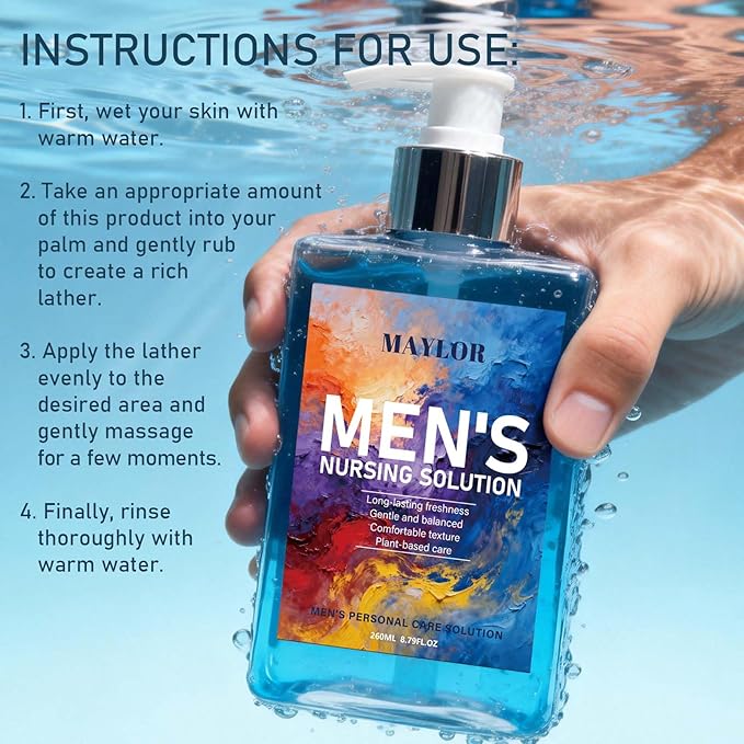 MAYLOR Men’s Intimate Wash pH Balanced Plant-Based Formula for Sensitive Skin Gentle Hydrating Cleanser with Long-Lasting Freshness Daily Body Wash (1)