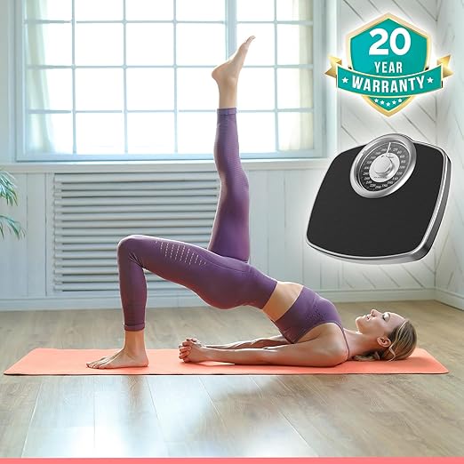 Adamson A25 Scales for Body Weight - Up to 400 LB - New - 5.3 Dial on 12.4 x 10.2 Platform - Anti-Skid Rubber Surface - Bathroom Scale Analog - Durable with 20-Year Assurance - Silver
