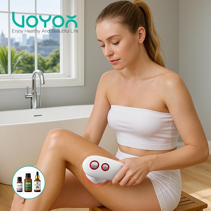 VOYOR Electric Cellulite Massager Body Sculpting Machine for Arms Belly Legs Waist Buttocks 3 Strengths for Body Cleaning and Deep Tissue Cellulite Massage IPX7 Waterproof &amp Cordless VRMM1-