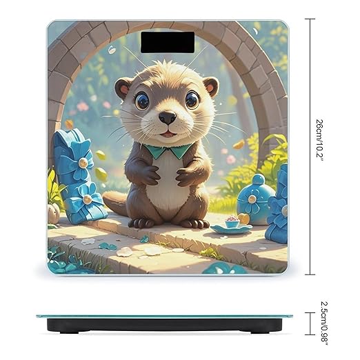 Cute Otter Scale for Body Weight Accurate Digital Bathroom Scale Toughened Glass High Precision Scales Smart Weight Scales with Large LCD Backlight Display Weighing Machine