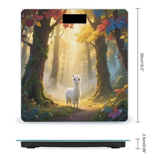 Llamazing Forest Weight Scale Cute Bathroom Scale for Body Highly Accurate Digital Weighing Machine for People Compact LCD Display Scales with Sturdy Toughened Glass Scales