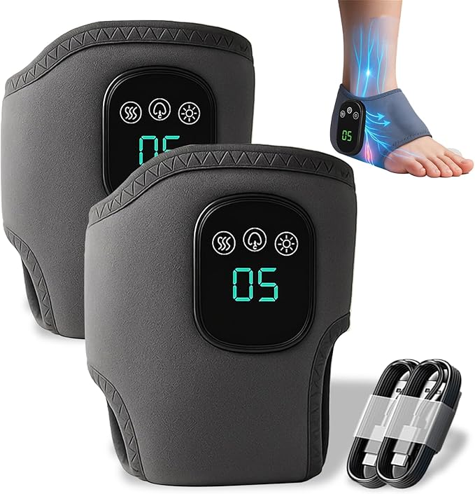 GDSAFS Foot Massager Cordless Portable Foot Triple Method Massager for Neuropathy 3 Vibration Grade &amp 5 Heat Grade for Achilles Tendinitis &amp Plantar Fasciitis Pain Relief (2PCS)