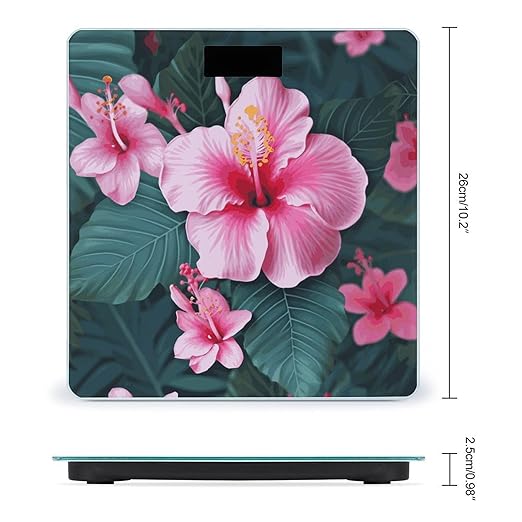 Hawaii Pink Flower Bathroom ScaleHighly Accurate Digital Weighing Machine for People Bright LED Display Weight Scale for The Aldult Home Use