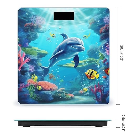 Ocean Underwater Dolphin Fish Weight Scale for Body Weight Digital Bathroom Scale High Capacity Accurate Digital Weighing Scales and Easy-to-Read on Backlit LCD Display Scales