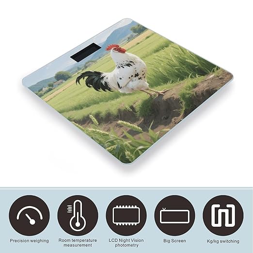 Digital Bathroom Scale for Body Weight Scale with Bright LCD Display High Accuracy Step-On Technology Auto On/Off Chicken Digital Scales 400 Lbs /180kg