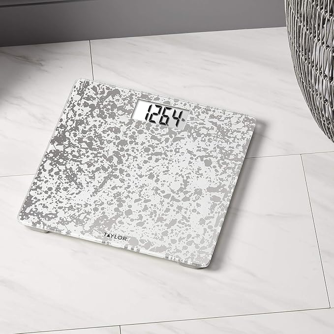 Taylor Crackled Glass Design Digital Bathroom Scale White 5273273