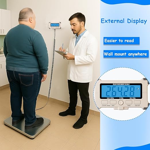 King Mills Extra Wide Heavy Duty Scale for Body Weight 300kg/660 Lb Bariatric Scale with Easy to Read External Digital DisplayGift for Plus Size Person Over 500lbs