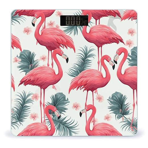 Pink Flamingo Pattern Bathroom Scale Ultra-Bright Liquid Crystal Screen Weight Scale Accurate Bathroom Body Scales for Body Weight Bathroom Pet Home Bedroom Gift-Giving
